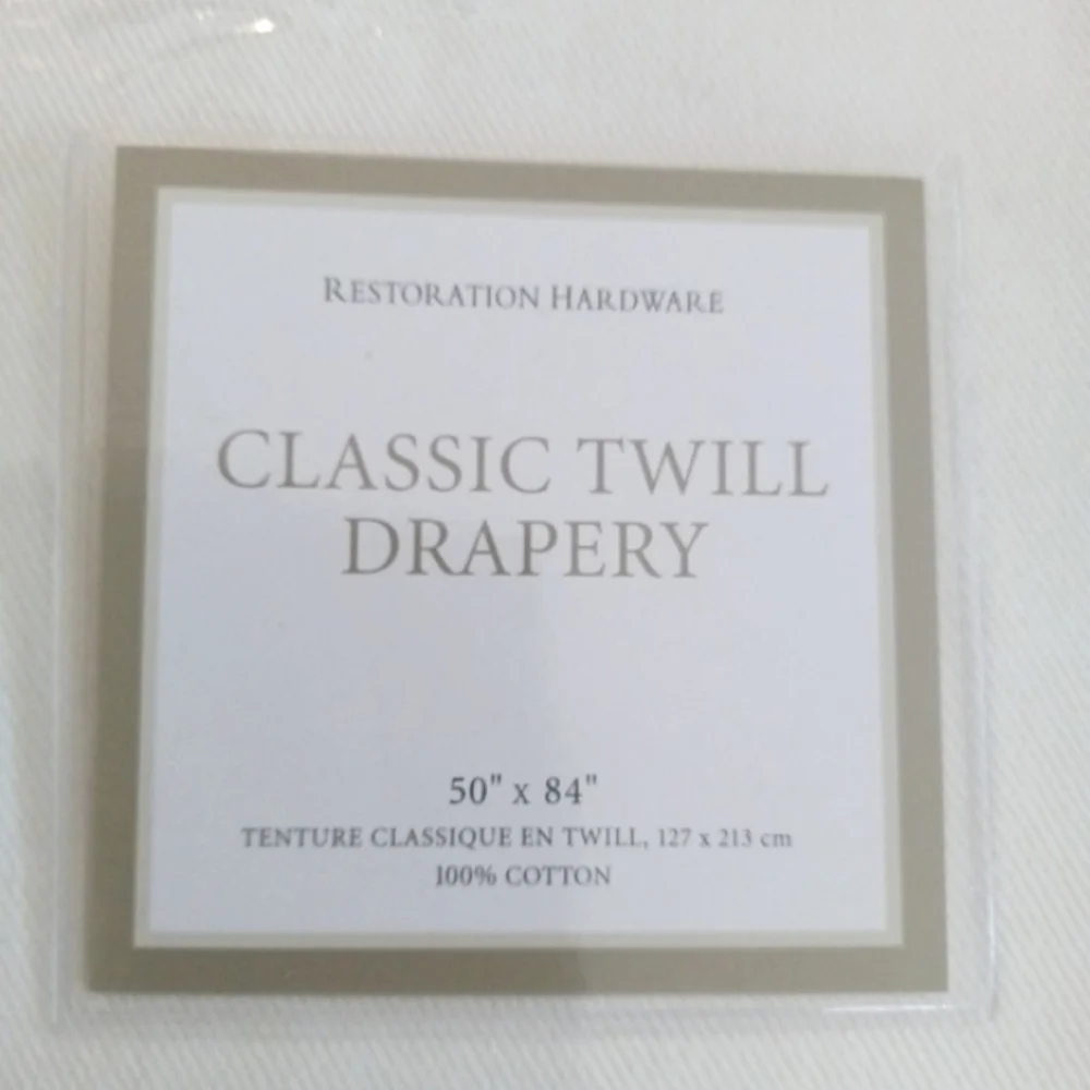 NIP Restoration Hardware Cotton Twill Tab Top Curtain 50 x 84